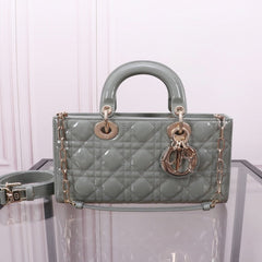 MEDIUM LADY D-JOY 26 ROCK GRAY LAMBSKIN