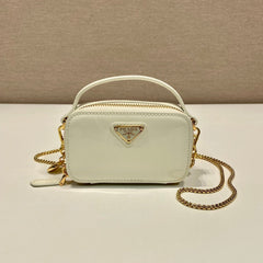 MINI HAND BAG 11 WITH GOLD STRAP IN WHITE PATENT CALFSKIN
