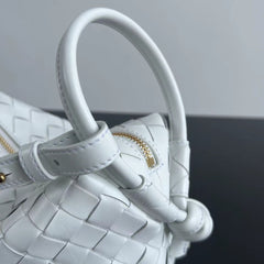 BV Loop Top Handle 19cm White Lambskin