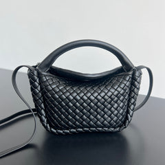BV Small Cobble Top Handle 23cm Black Lambskin