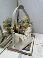 CD Small Dior Voyage Bag 22cm White Macrocannage Calfskin 288621