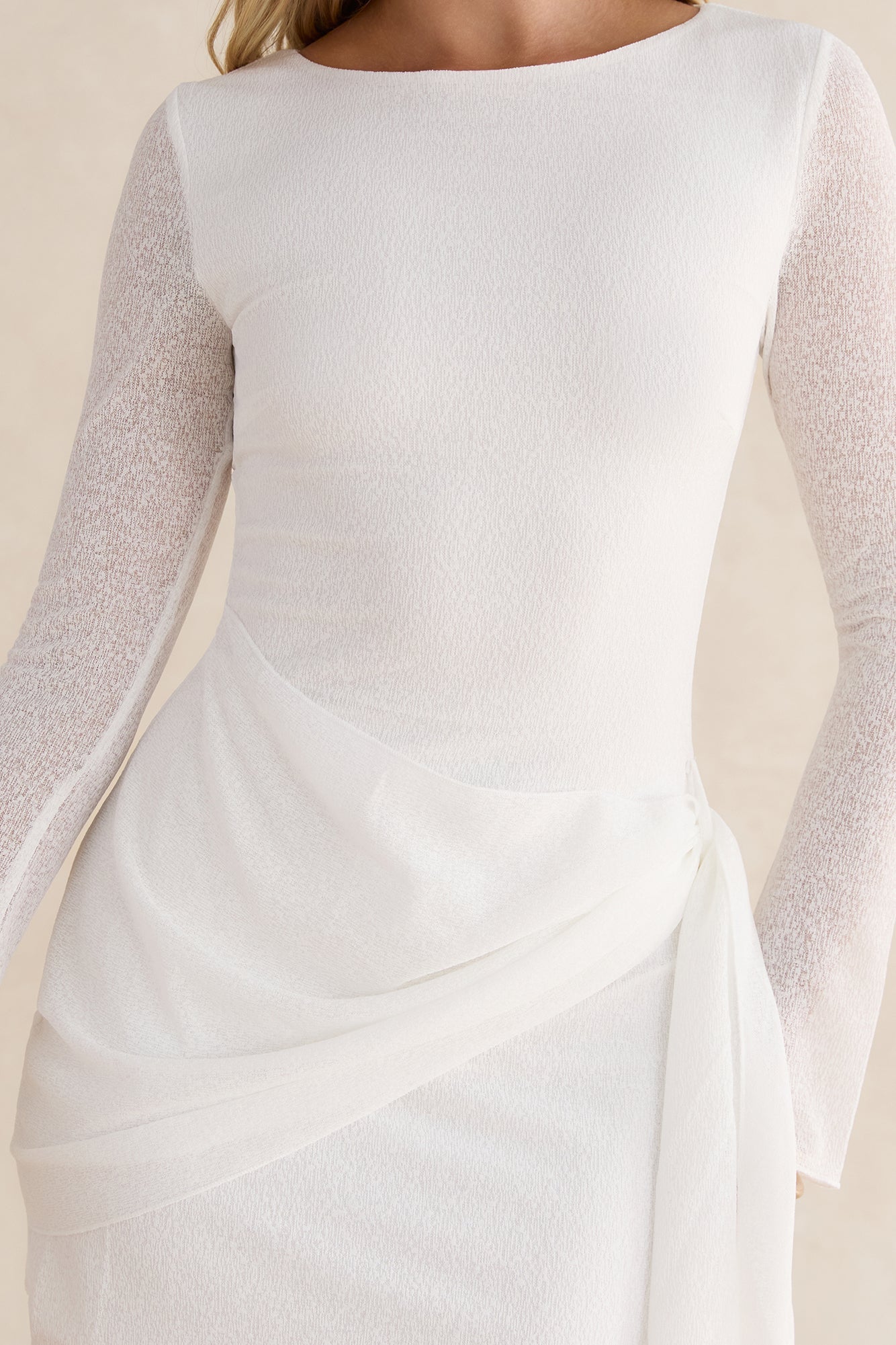 Lingering Look Long Sleeve Mini Dress White