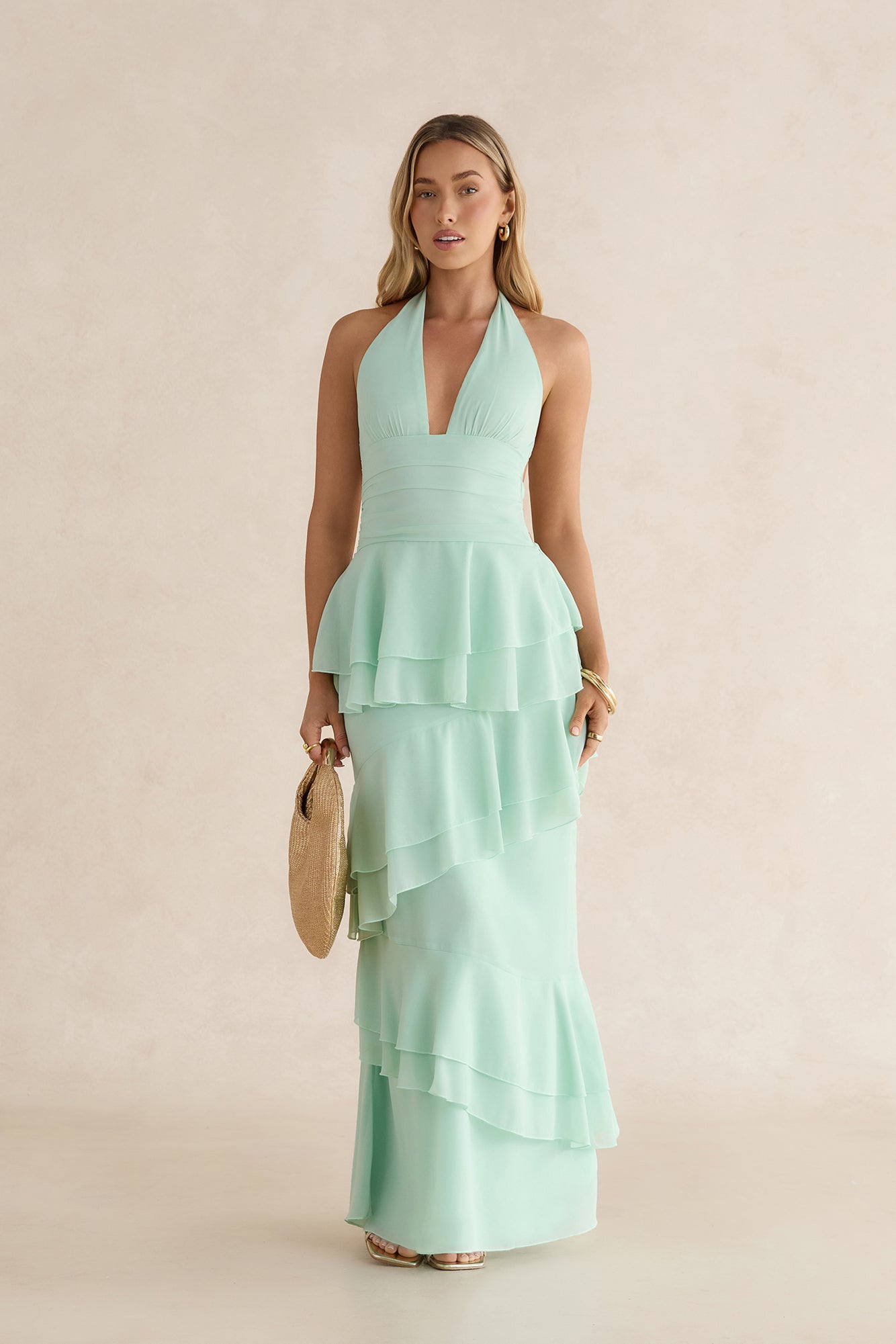 Path Of Fate Halter Maxi Dress Sage