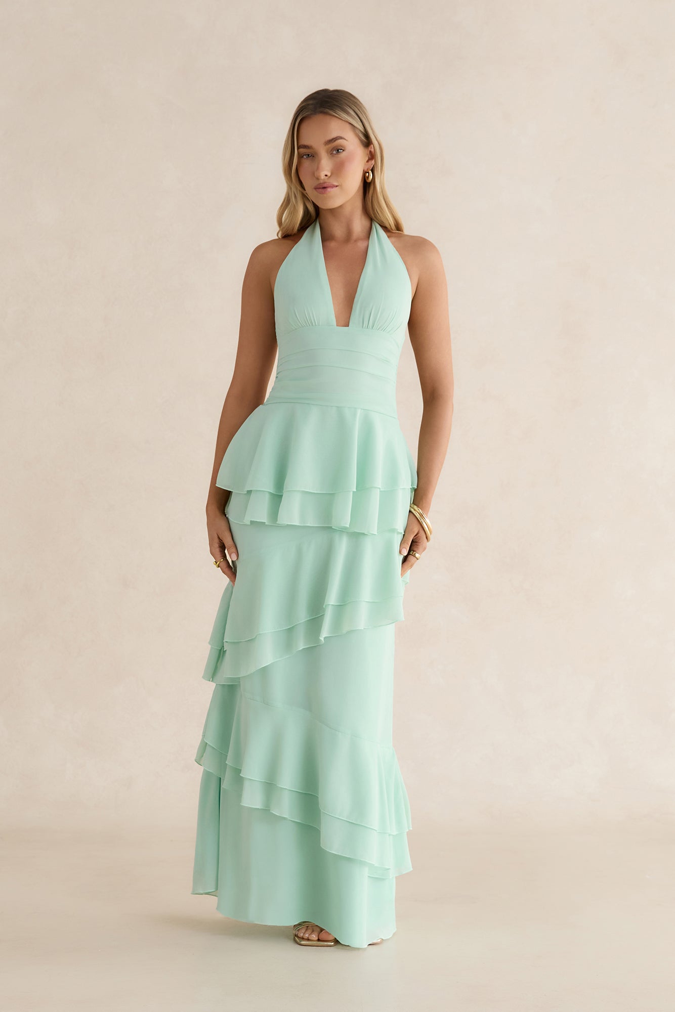 Path Of Fate Halter Maxi Dress Sage