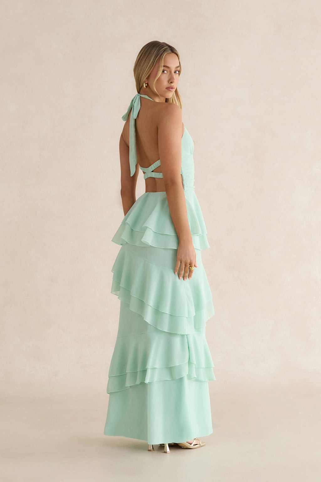 Path Of Fate Halter Maxi Dress Sage
