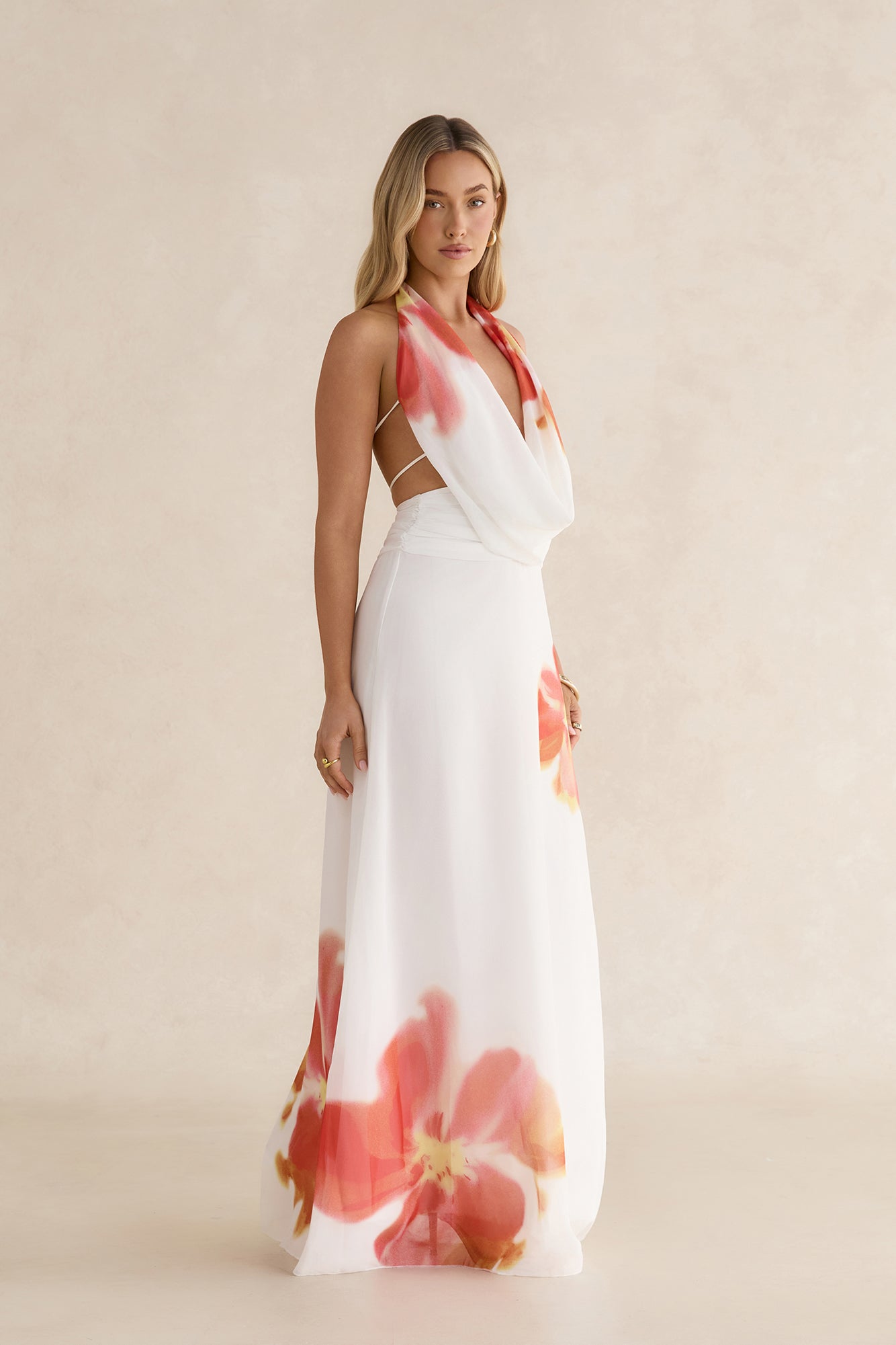 Orchid Oasis Maxi Dress White
