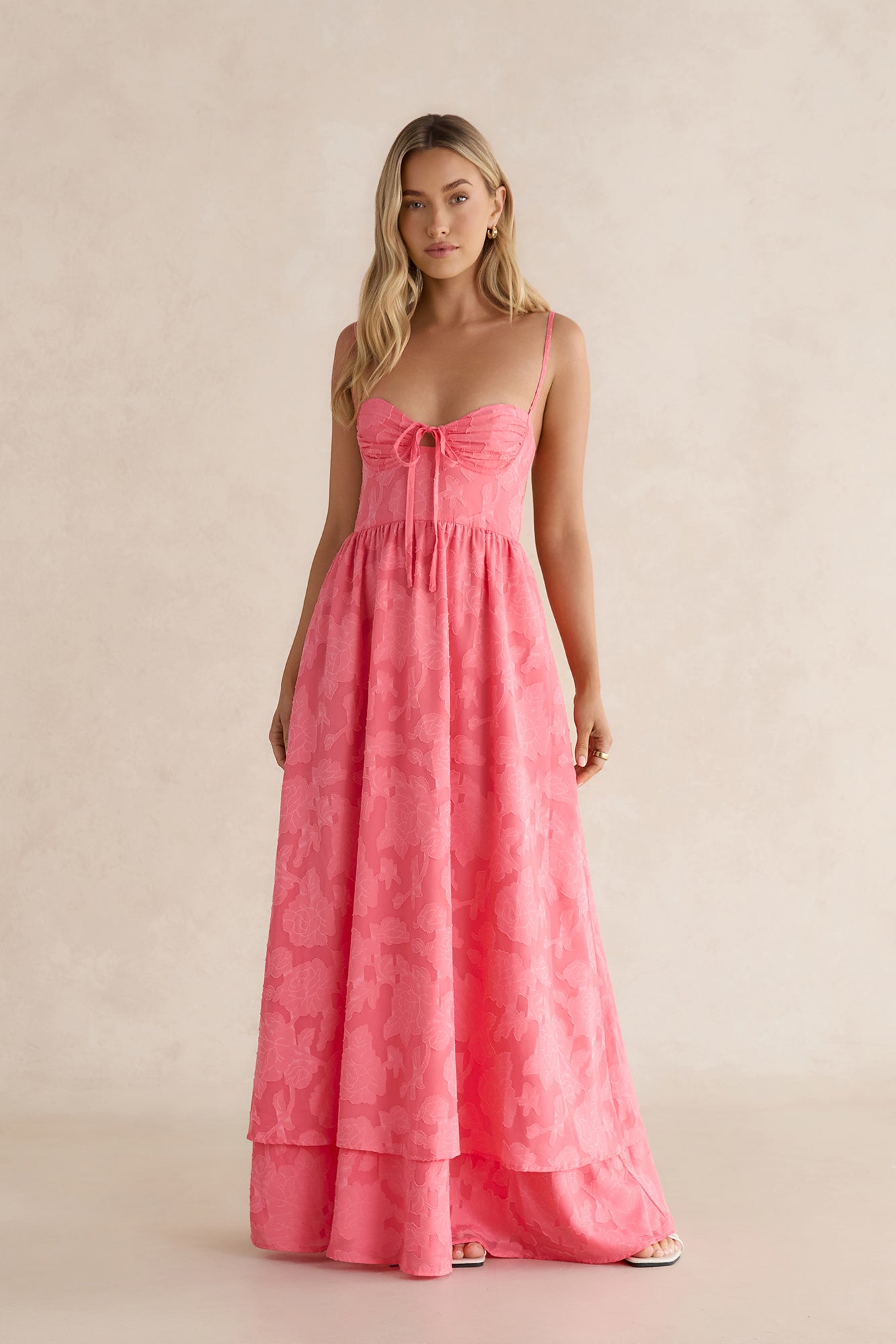 Floral Fresh Maxi Dress Coral