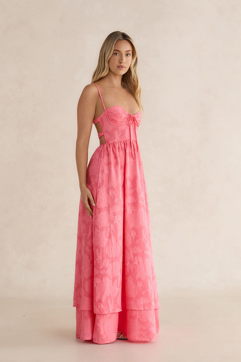 Floral Fresh Maxi Dress Coral