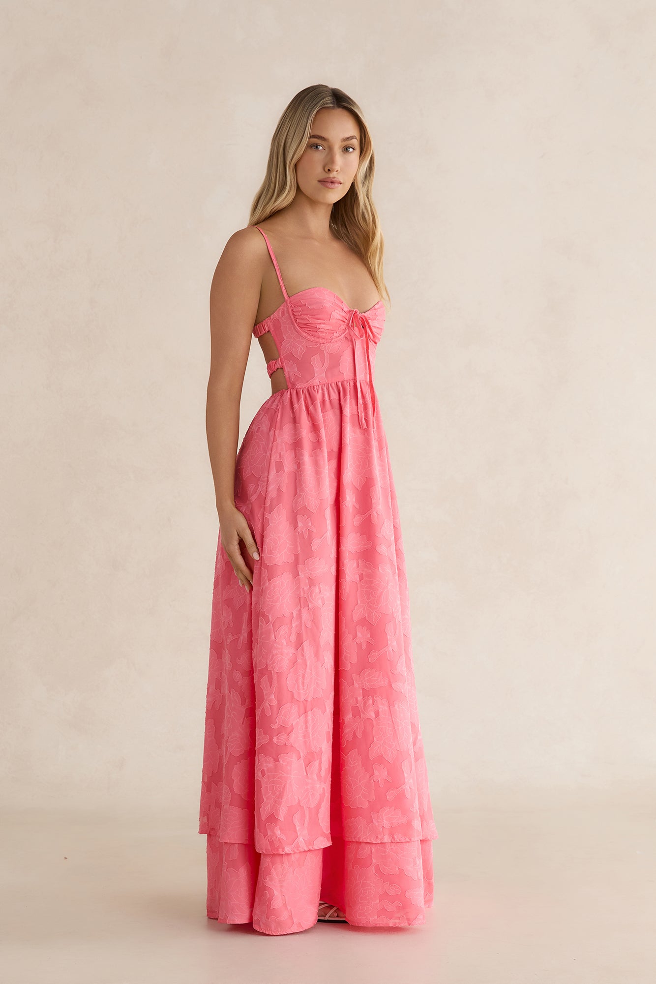 Floral Fresh Maxi Dress Coral
