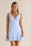 Almost There Gingham Mini Dress Blue