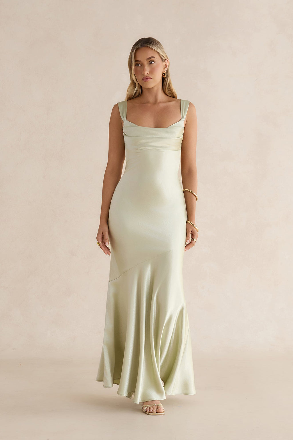 Wish From An Angel Satin Maxi Dress Sage