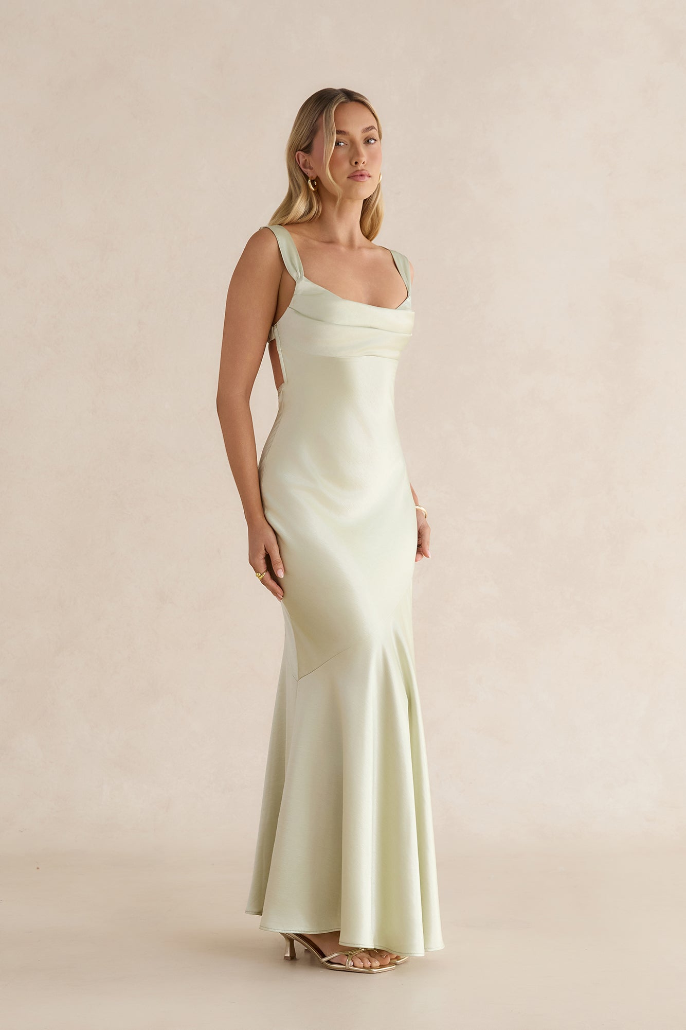 Wish From An Angel Satin Maxi Dress Sage