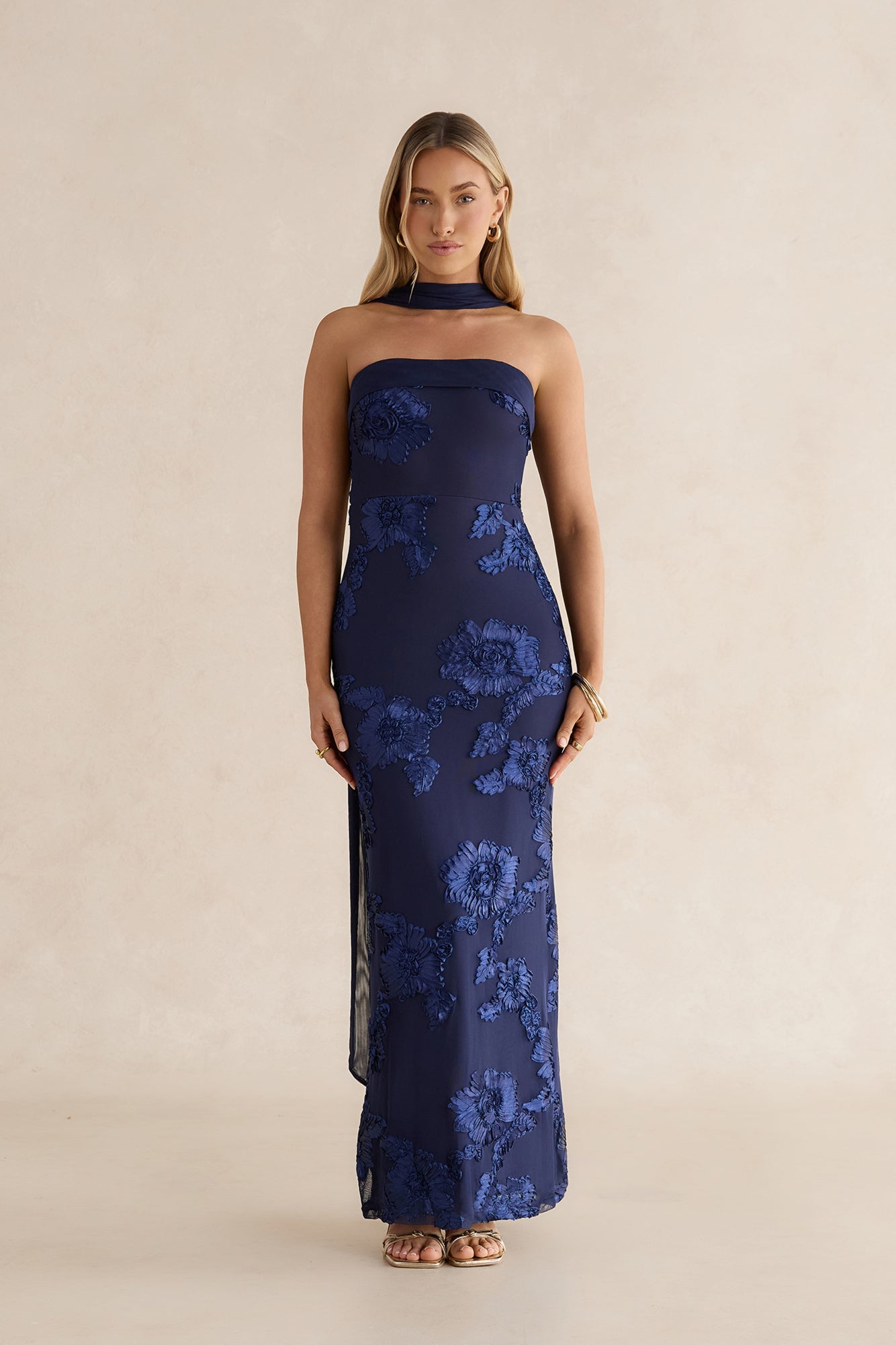 Midnight Blossom Maxi Dress Navy