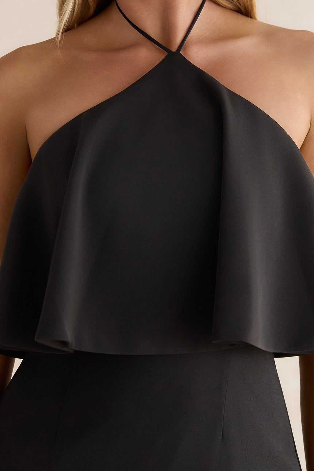 Silken Radiance Halter Maxi Dress Black