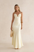 Golden Skies Satin Maxi Dress Yellow
