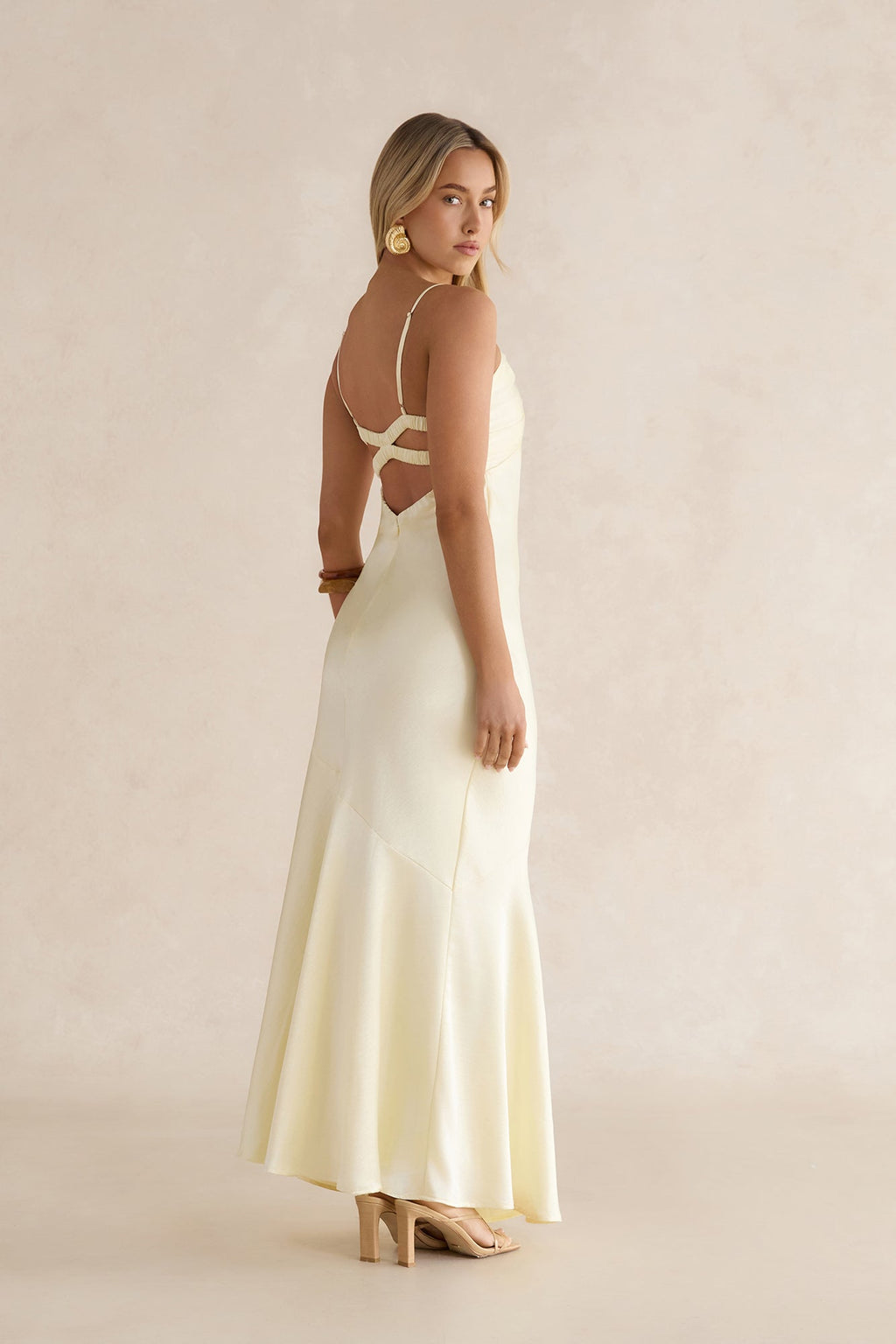 Golden Skies Satin Maxi Dress Yellow