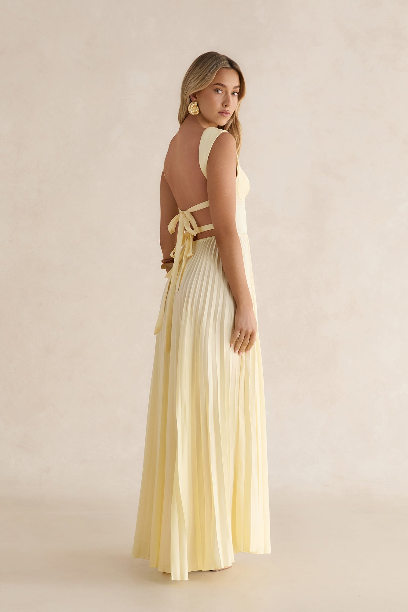 Song Of The Sky Plisse Maxi Dress Yellow