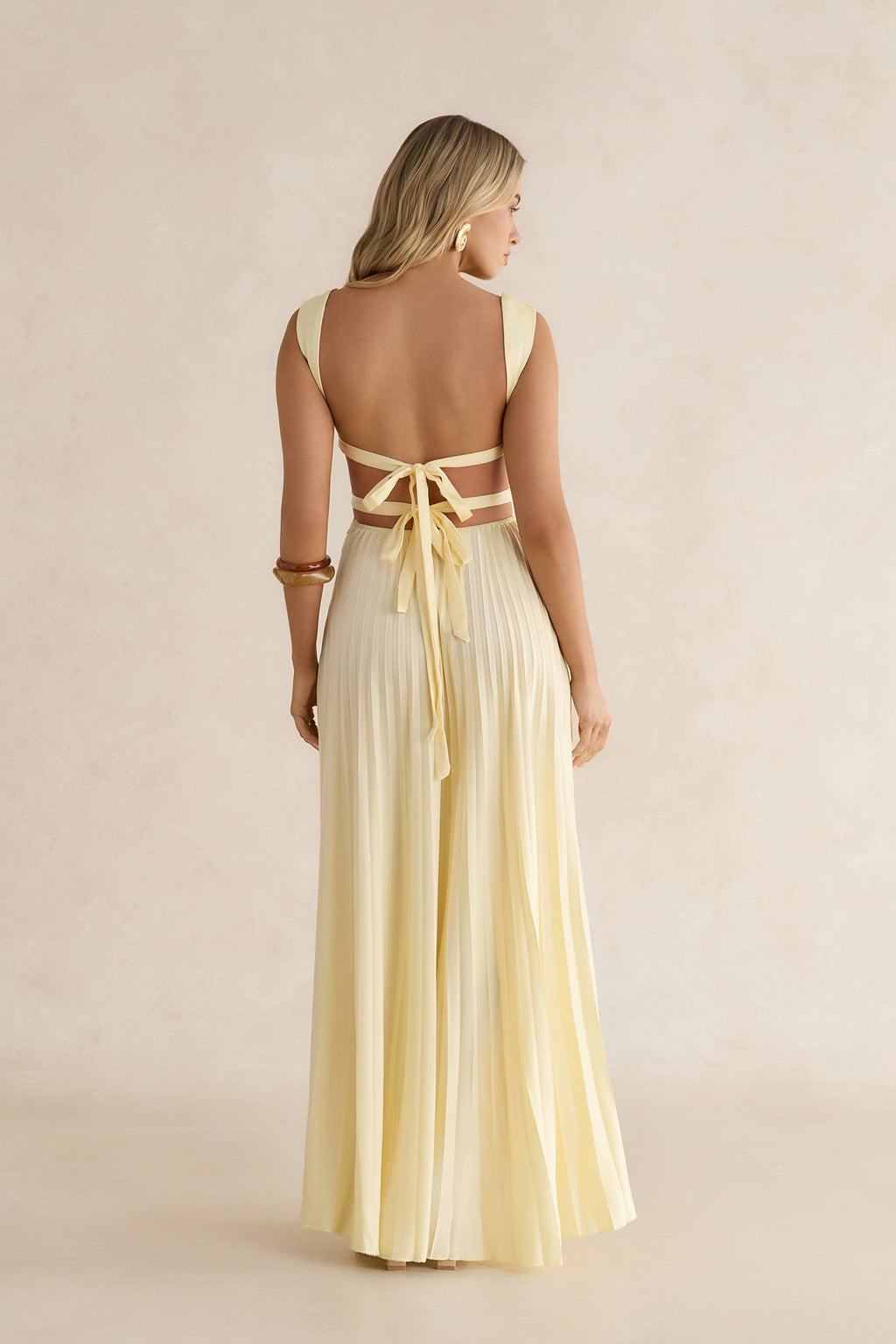 Song Of The Sky Plisse Maxi Dress Yellow