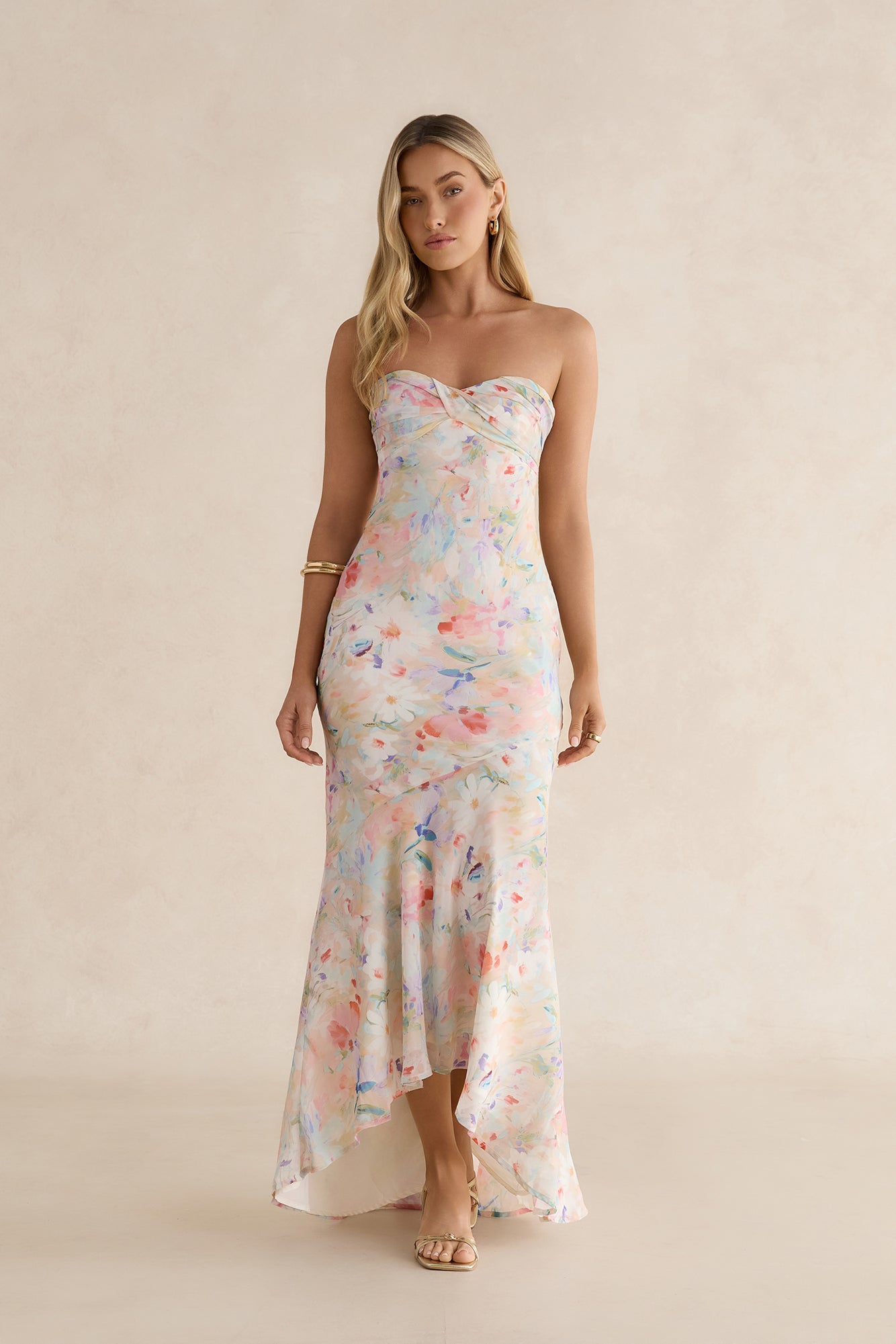 Midday Dreaming Strapless Maxi Dress Pink Multi