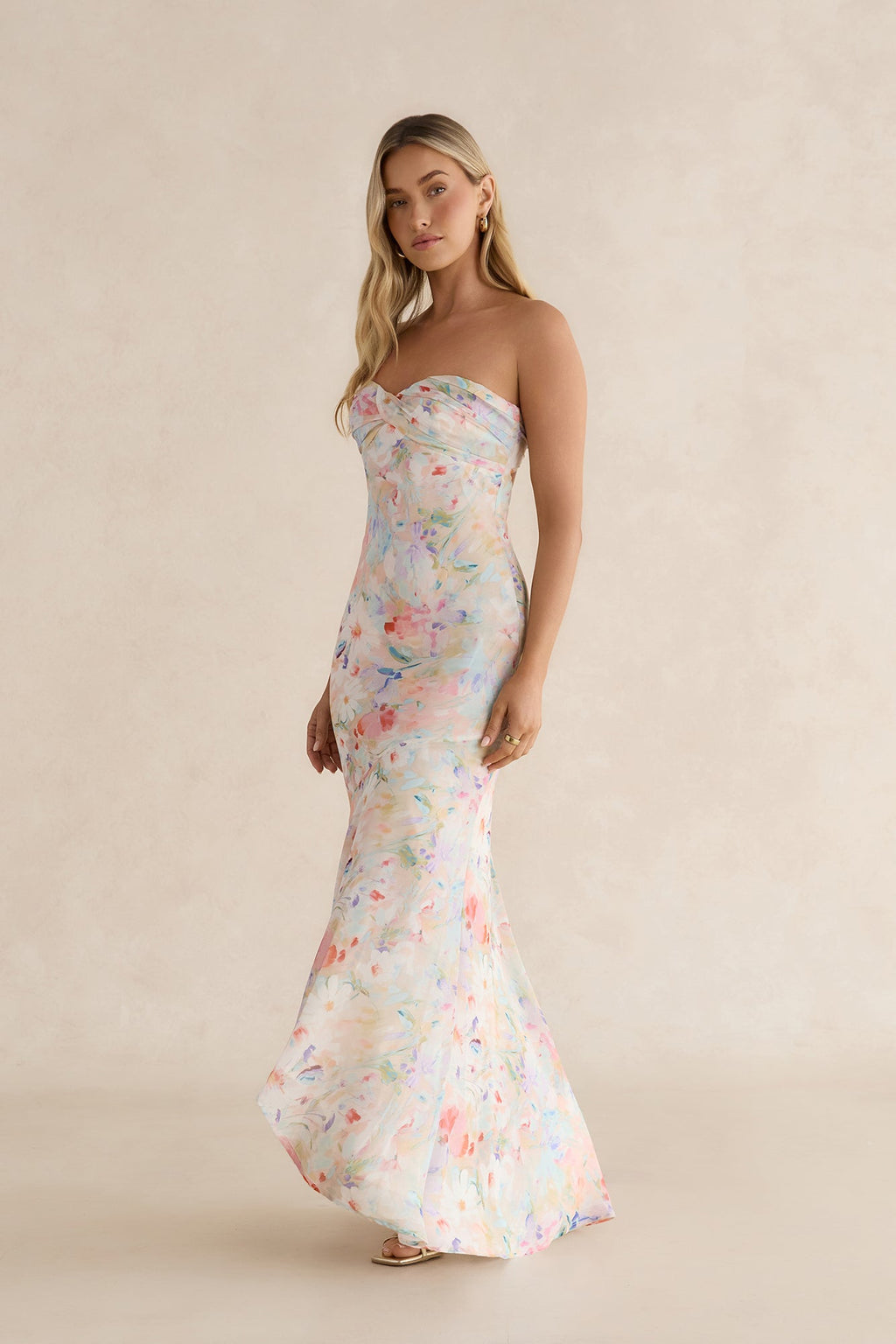 Midday Dreaming Strapless Maxi Dress Pink Multi