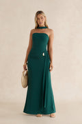 Day To Night Luxe Strapless Maxi Dress Green