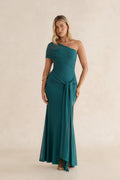 Serenade Me Draped Mesh Maxi Dress Teal