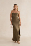 Palm Escapes Strapless Maxi Dress Green
