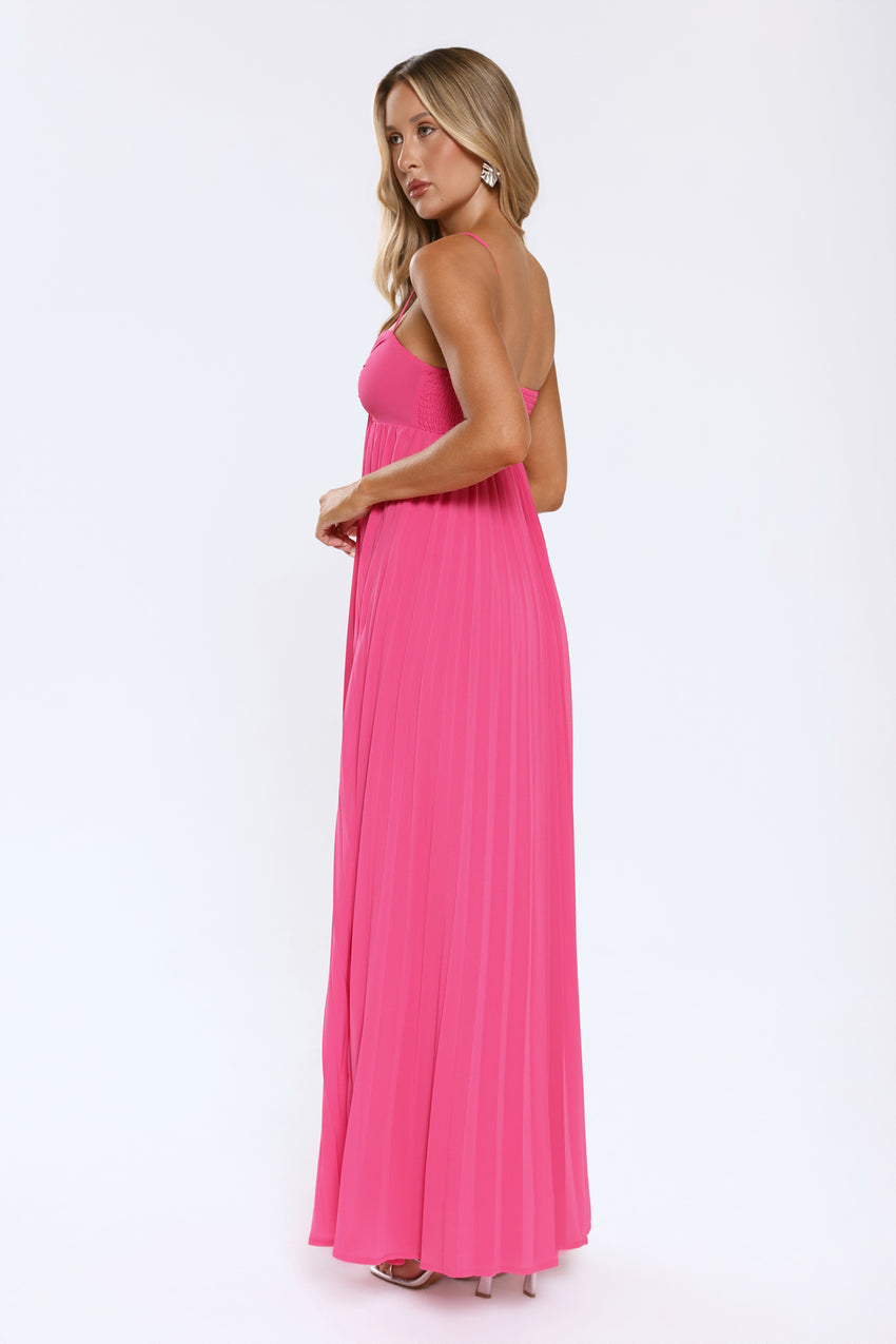 A Little Drama Strapless Maxi Dress Pink