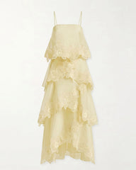 Orchid Embroidered Layered Maxi Dress - Light Yellow
