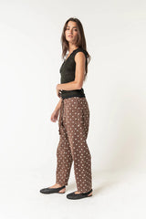 Priya Polka Dot Barrel Jeans in Brown