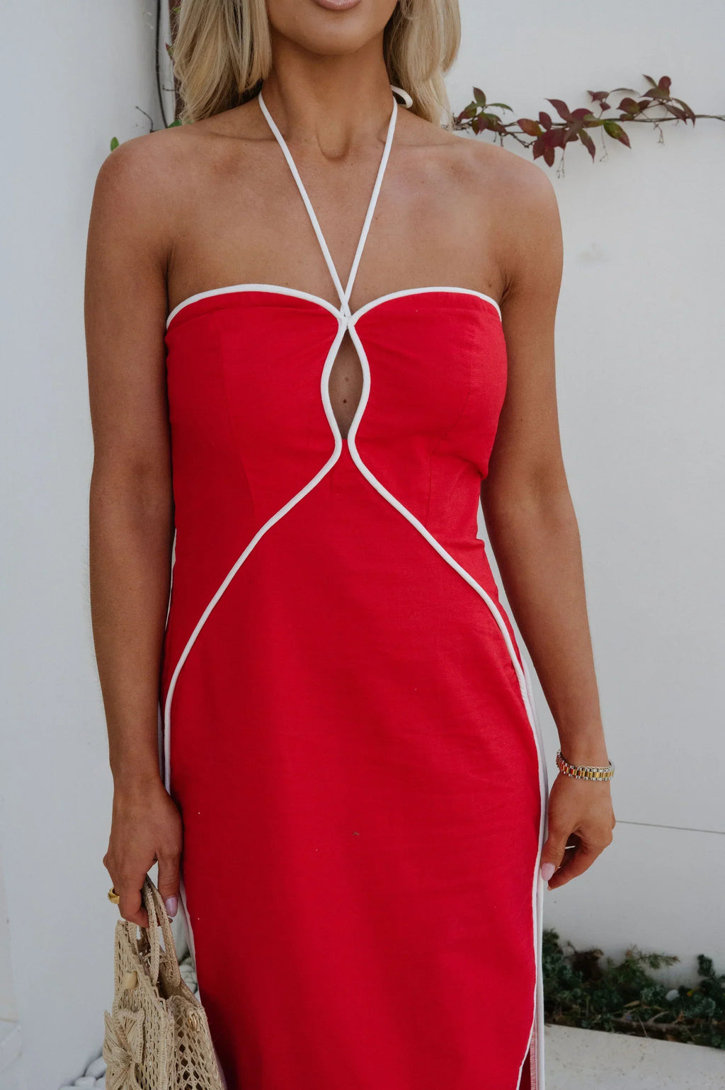 Leon Halter Midi Dress-Red