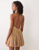 embellished bust cami cut out mini dress in yellow paisley print