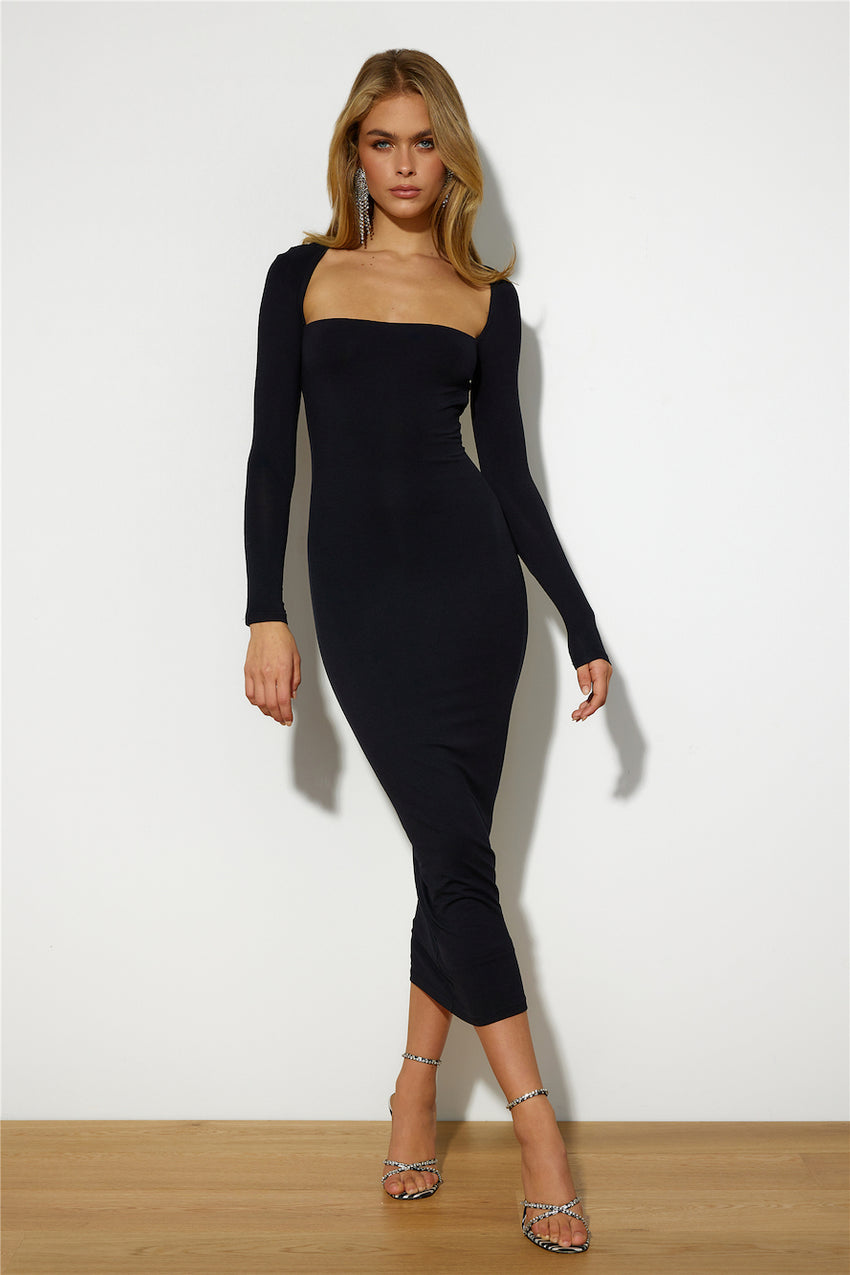 Fashionista Lover Midi Dress Black