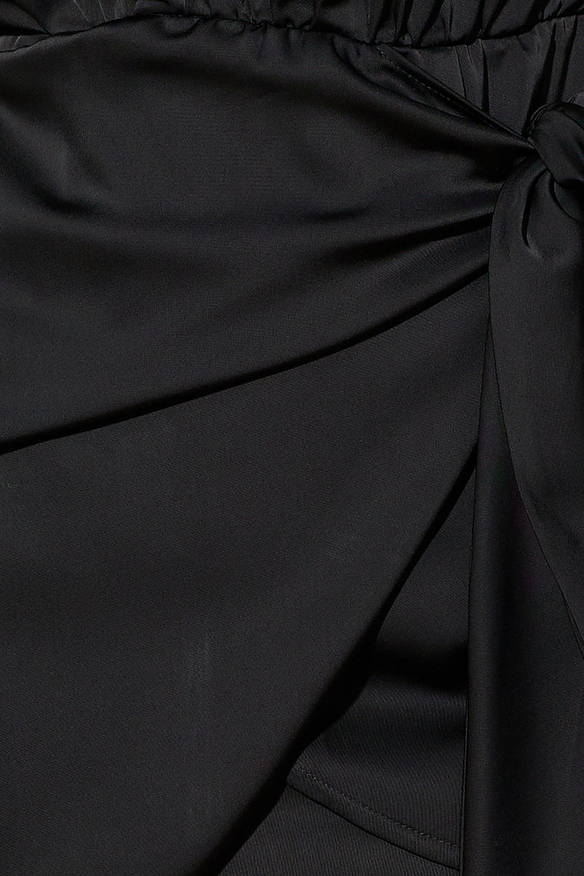 Goddess Style Satin Mini Dress Black