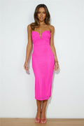 Dancing Out Midi Dress Hot Pink