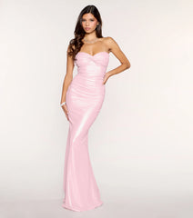 Annika Foiled Glitter Strapless Mermaid Dress