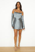 Channel Me Satin Mini Dress Sage