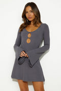 Laser Focus Mini Dress Charcoal Grey