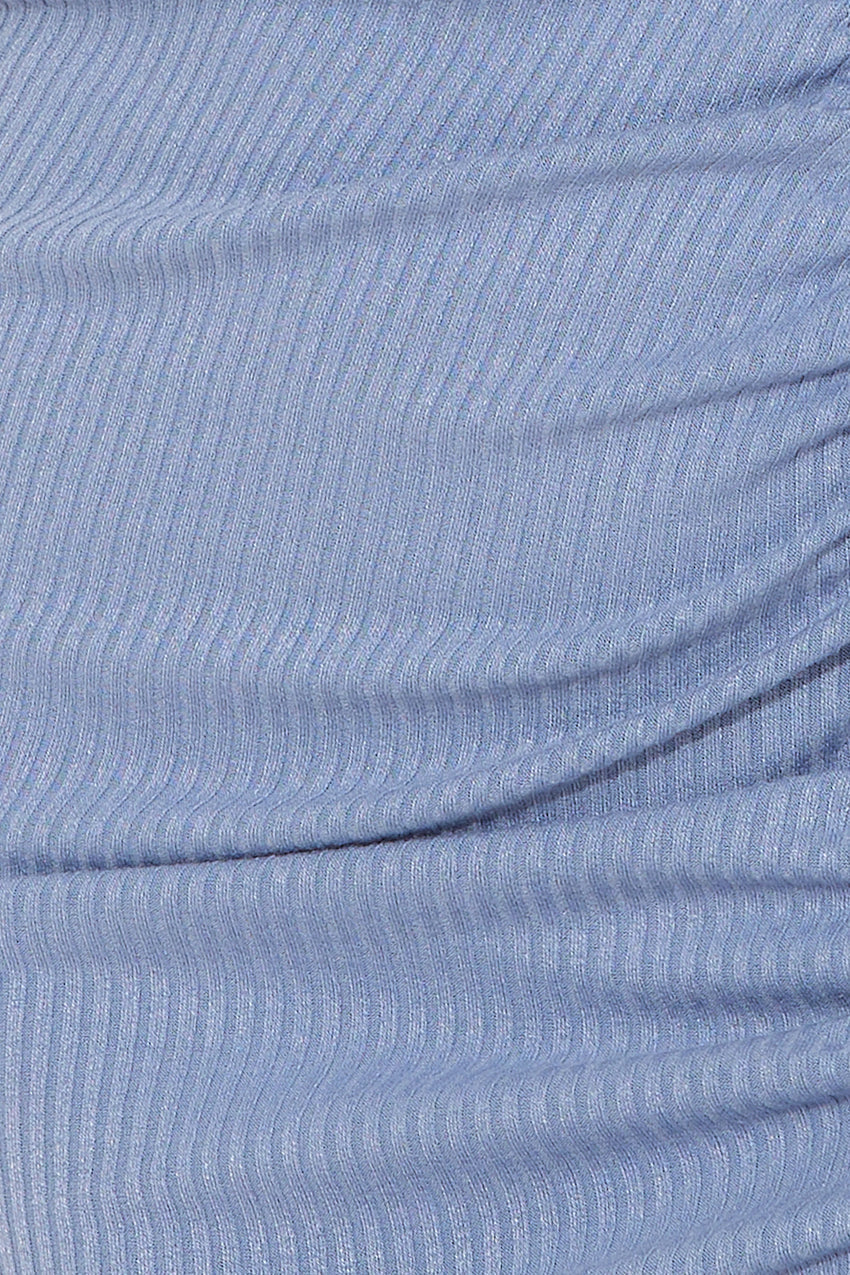 Feel The Mood Ribbed Mini Dress Blue