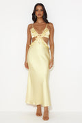 Impressed Satin Maxi Dress Yellow