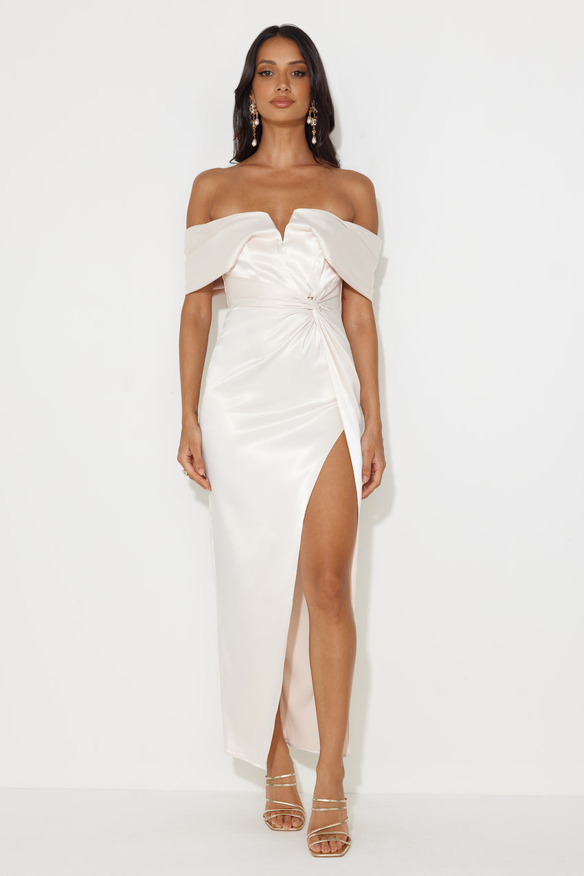 Formal Affair Satin Maxi Dress Pearl