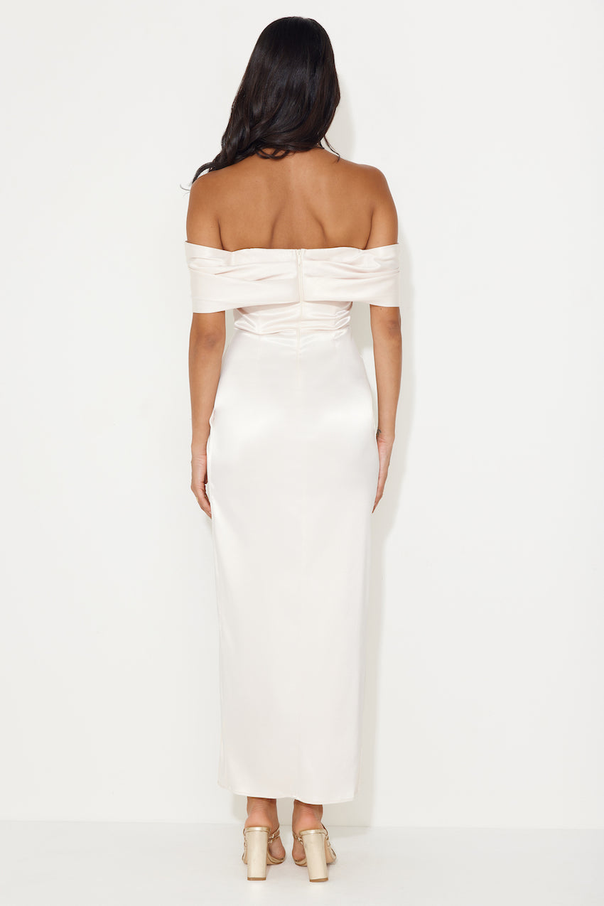 Formal Affair Satin Maxi Dress Pearl