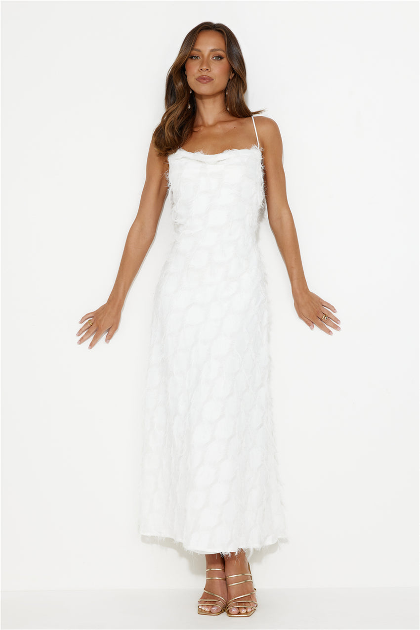 Never Unnoticed Cowl Neck Midi Dress White