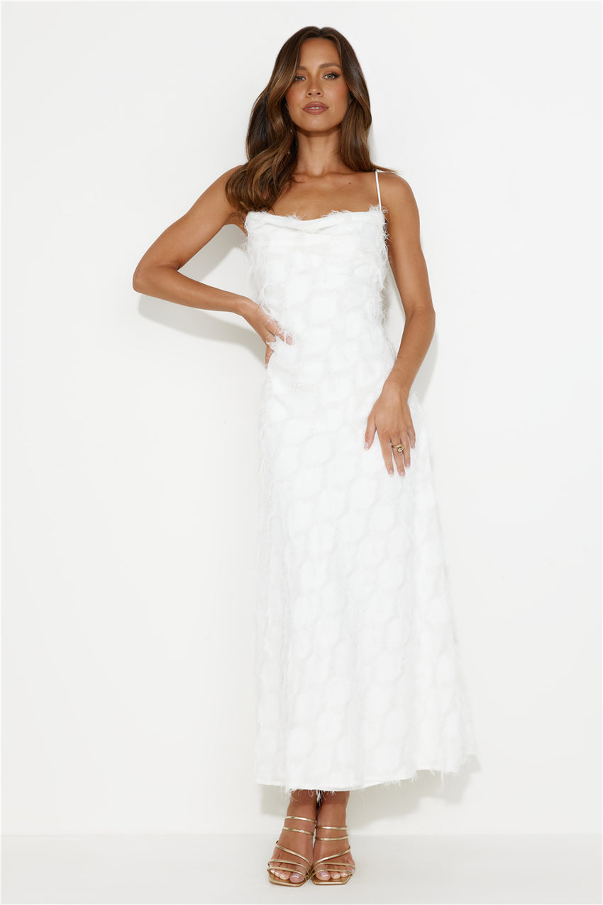 Never Unnoticed Cowl Neck Midi Dress White