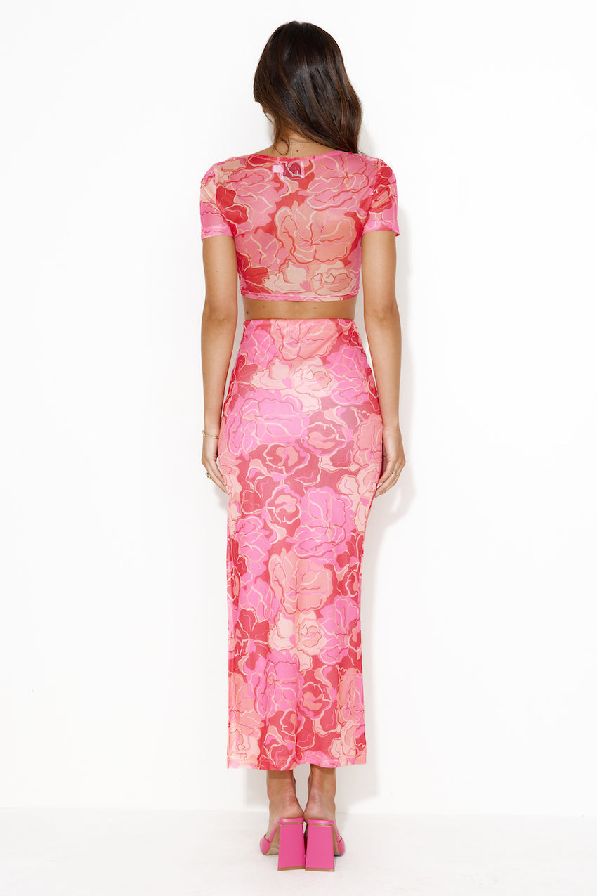 Feeling Spicy Mesh Maxi Skirt Pink