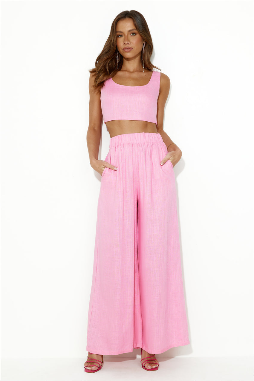 From The Sea Linen Crop Top Pink