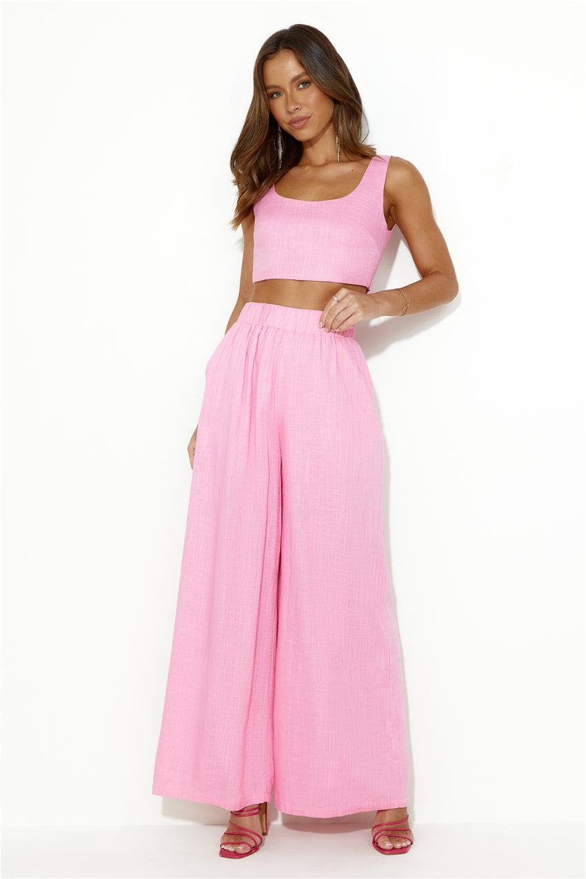 From The Sea Linen Crop Top Pink