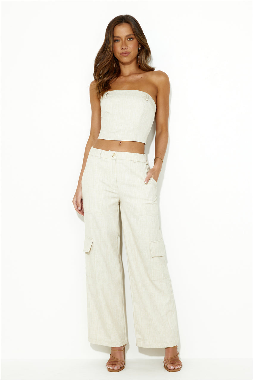 Moved In Crop Top Beige