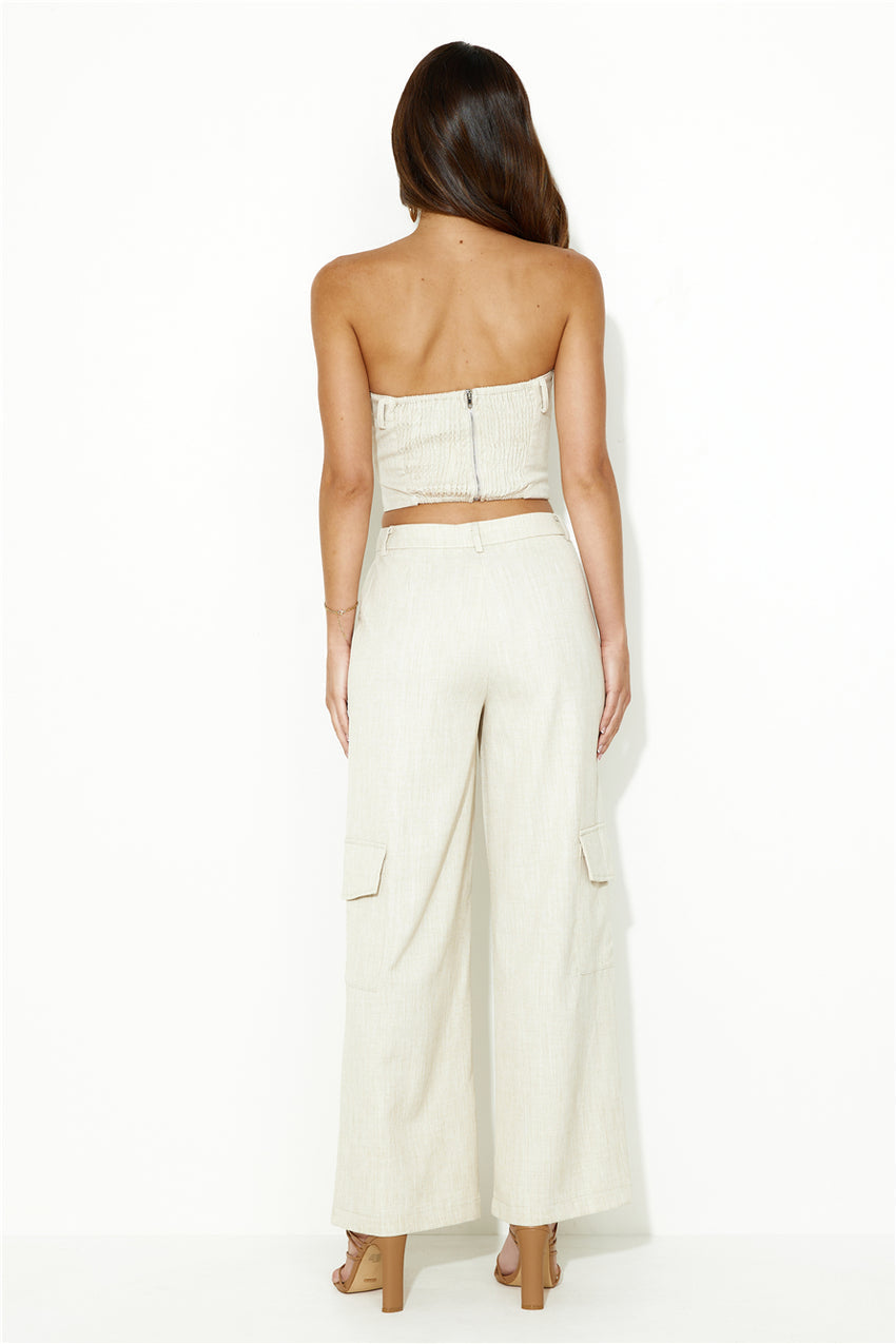 Moved In Crop Top Beige
