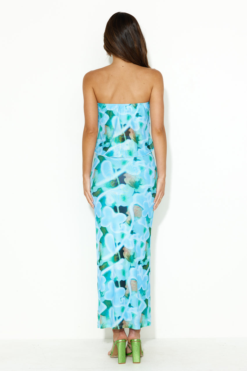 It's Always You Mesh Maxi Skirt Blue